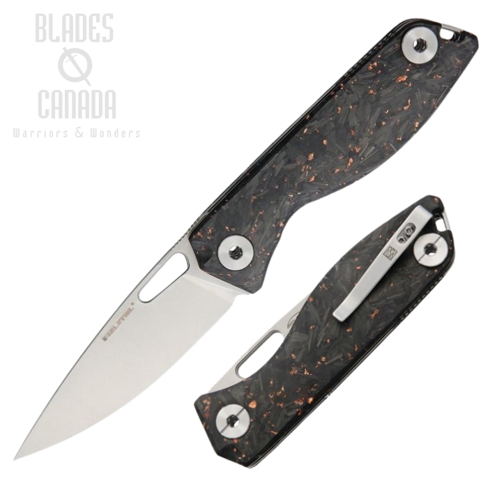 Real Steel Sidus Folding Knife, D2 Steel, Copper Shred Carbon Fiber, 7463